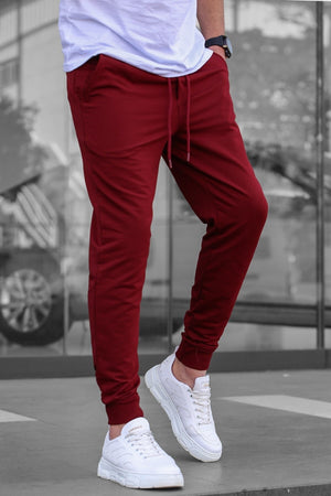 Men'S Claret Red Elastic Tracksuit 4821