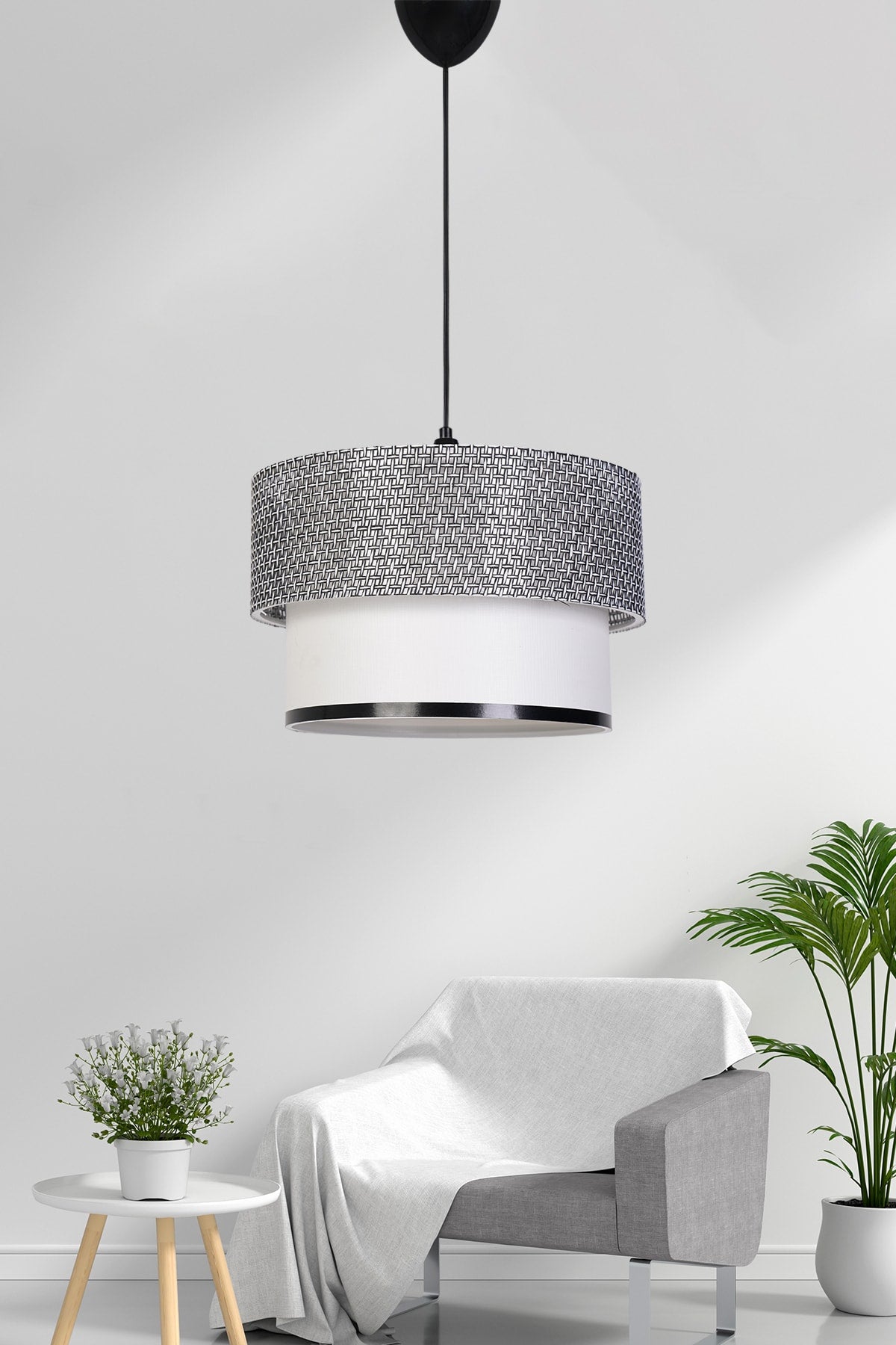 Sinifant Pendant Lamp Chandelier Black White