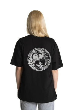 Unisex oversized dragon yin yang print t-shirt for men and women