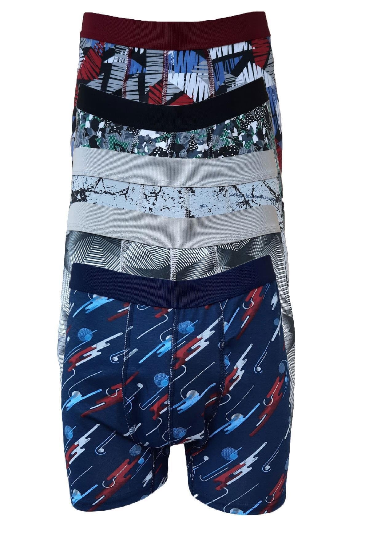 Men'S Patterned Lycra Cotton Boxer 5 Pack