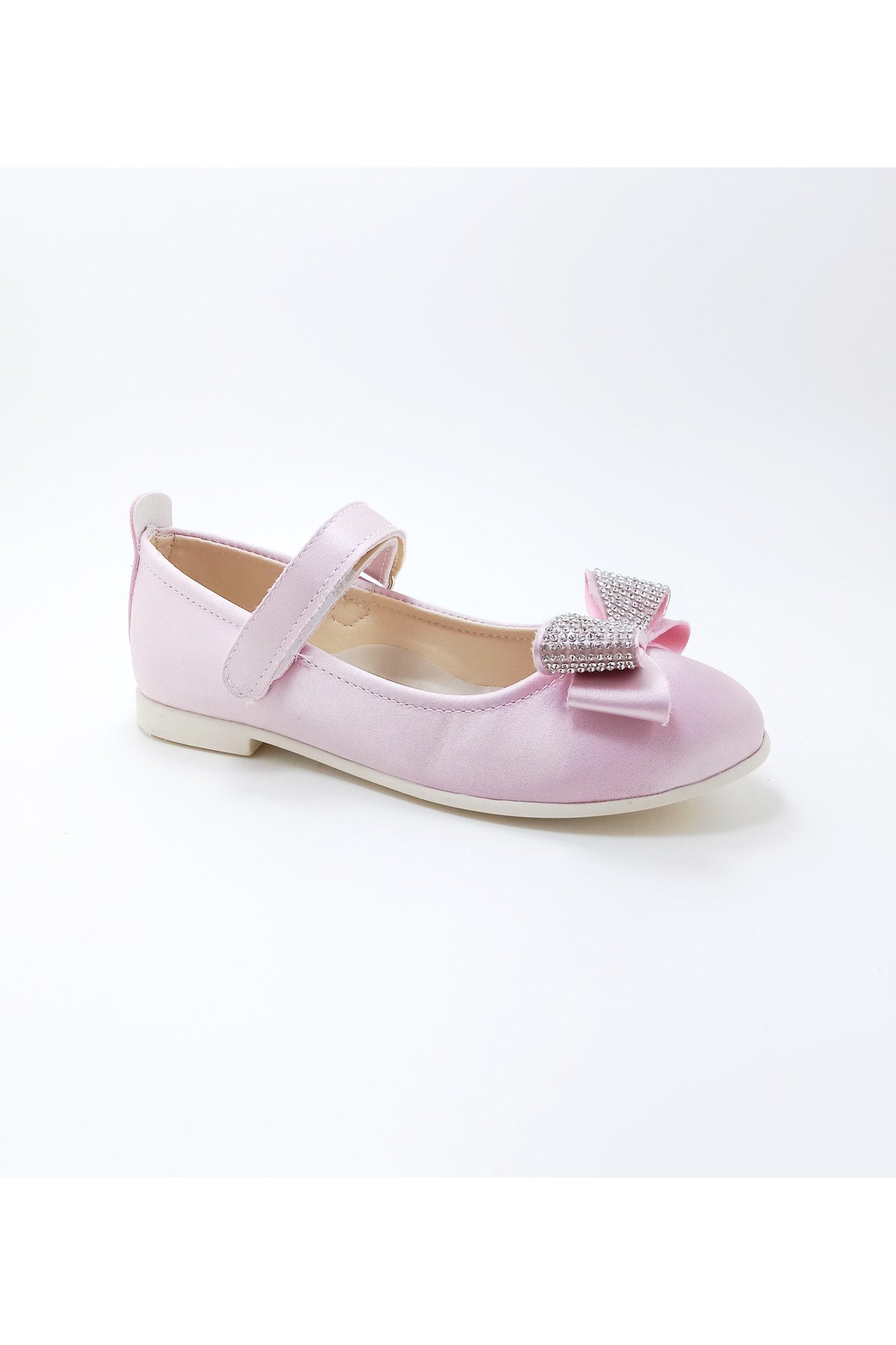 Girl'S Stone Bow Satin Orthopedic Flats