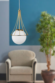 Lapis Single Chandelier Gold-White Glop Glass