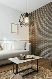 Schwarzer mehreckiger Kronleuchter mit einzelner Pendelleuchte