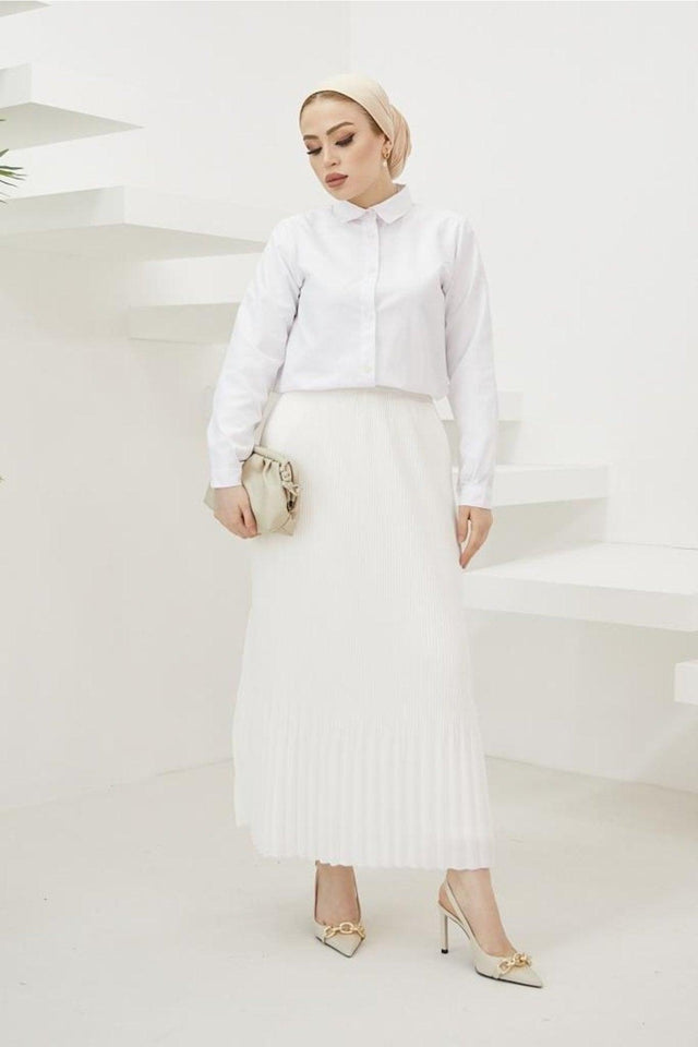 205 - Pi?li?flood? Hijab Skirt White - Swordslife