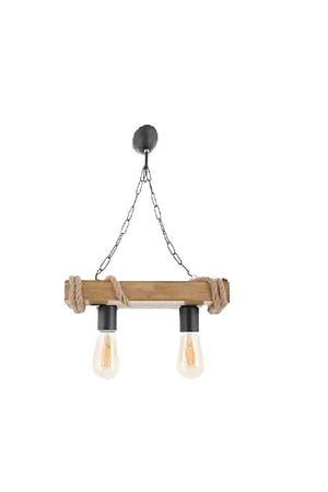 Authentic Wood Natural Log Rope 2-Piece Chandelier