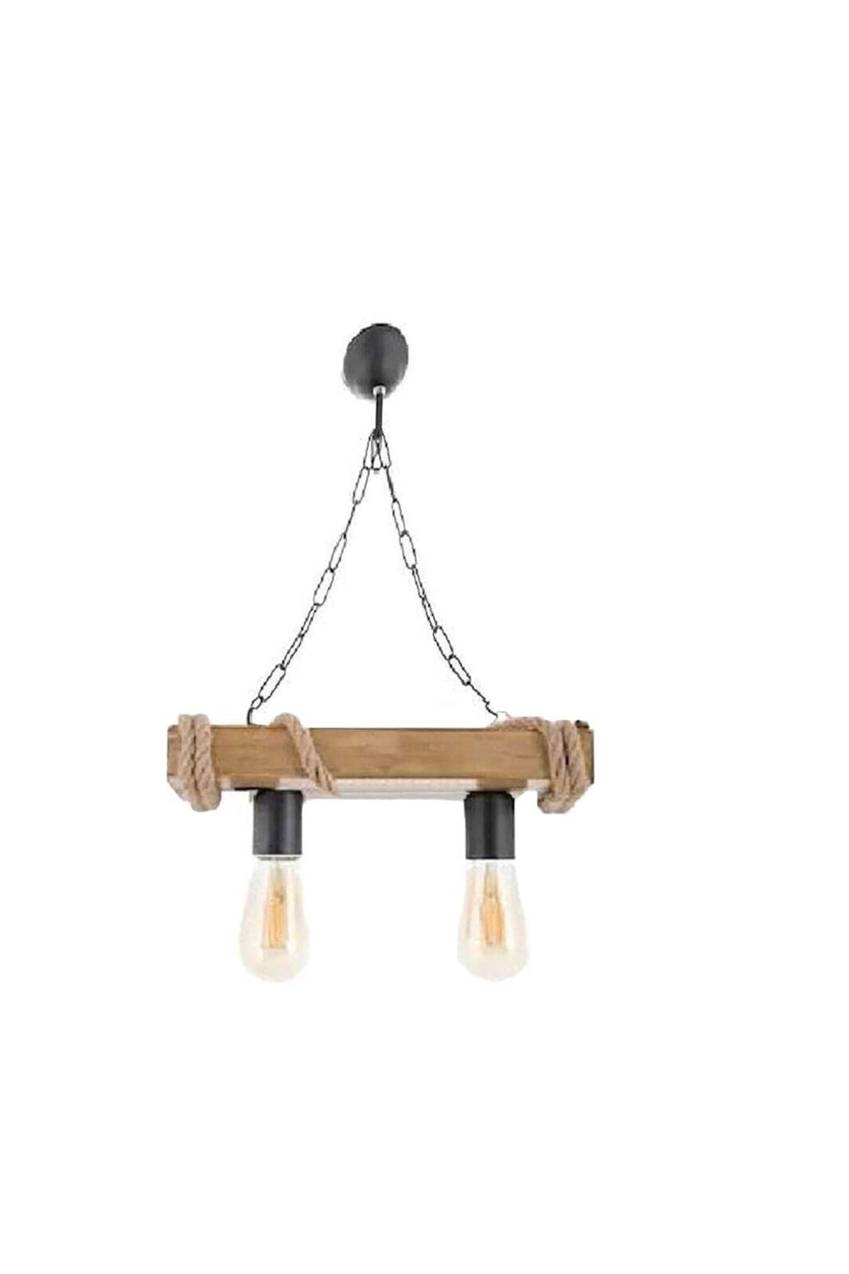 Authentic Wood Natural Log Rope 2-Piece Chandelier