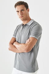  Мужская безусадочная хлопчатобумажная ткань Slim Fit Slim Fit Серая футболка с воротником-поло