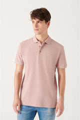 Men's Powder 100% Cotton Breathable Standard Fit Normal Cut Polo Neck T-shirt E001004