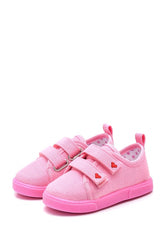 Double Velcro Heart Kids Linen Sneakers-powder-f-499