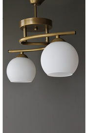 Lighting Antique White Glass Living Room Kitchen Room Poyraz 2 Piece Chandelier