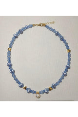 Pearl Blue Necklace with White Shimmer Tip - Swordslife