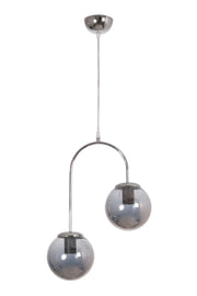 Janin Moderne Pendelleuchte Chromfarbener Körper Rauchglas Wohnzimmer - Küche - Schlafzimmer 2-teiliger Kronleuchter