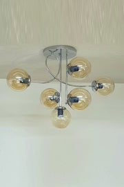 Jade Special Living Room - Kitchen - Bedroom Design Modern Honey Glass Chrome 6-Piece Chandelier