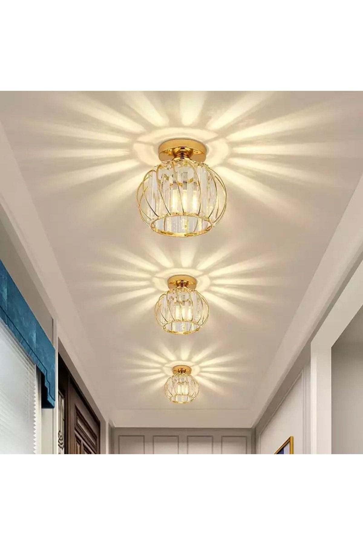Luxury Plafonier Gold Crystal Stone Chandelier