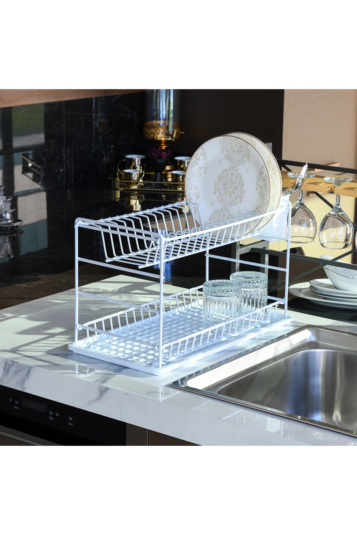 Lifetime Stainless Two-Tier Plate Rack Dish Rack 50 Cm White