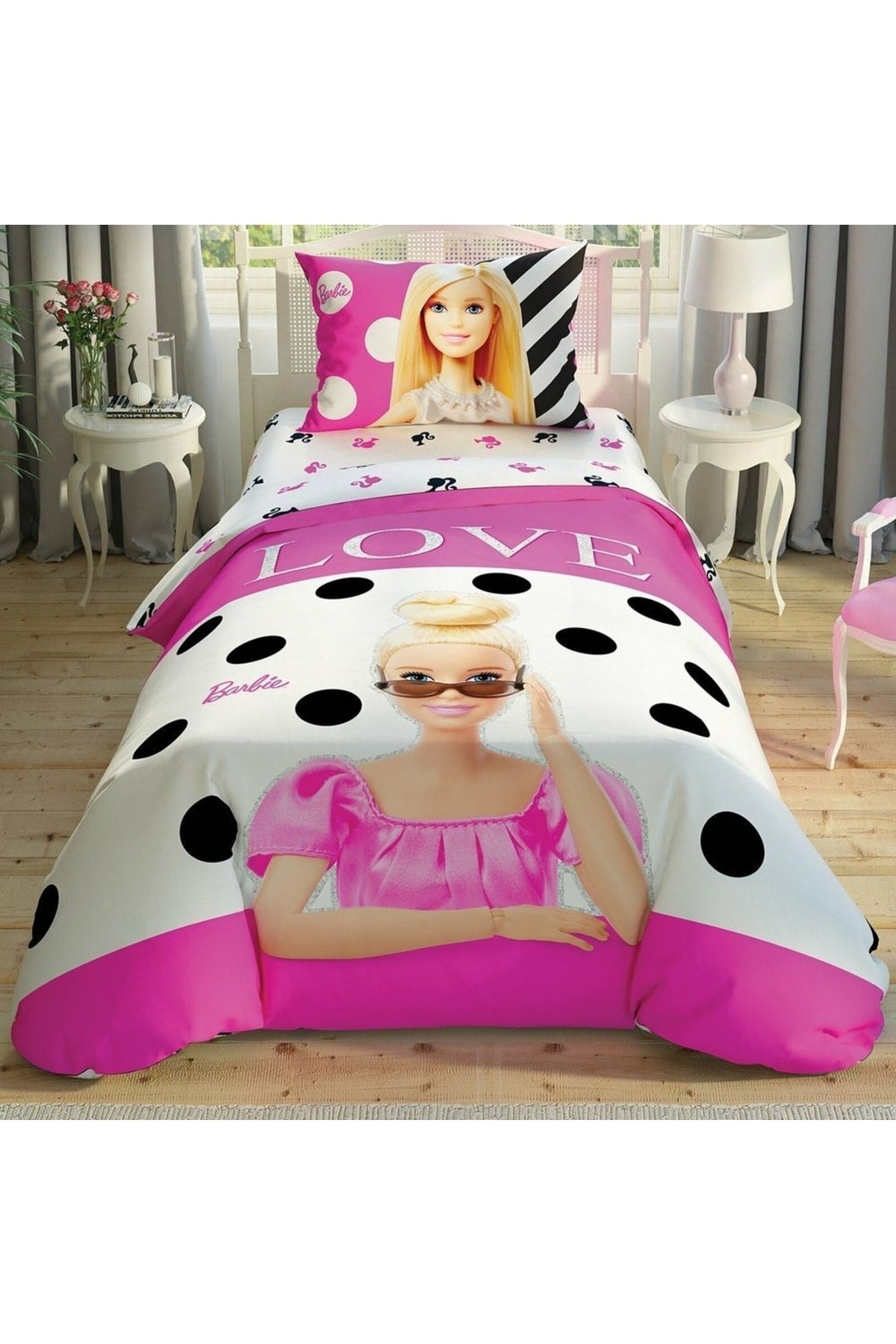 Licensed Barbie Glitter Single Duvet Cover Set