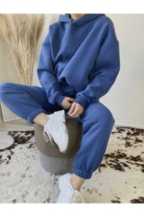 Women's Hooded Indigo Double Tracksuit Set