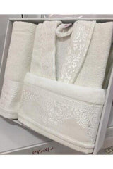 Cotton Jacquard Single 3 Piece Bathrobe Set White - Swordslife
