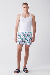 Men's Multicolour Quick Dry Printed Standard Size Swimwear Marine Shorts E003802
