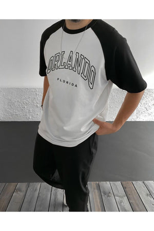 Schwarzes Oversize-T-Shirt mit Orlando-Florida-Print