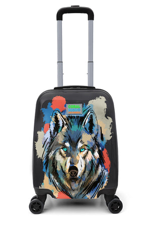 Kids Gray Black Wolf Patterned Child Suitcase 16754