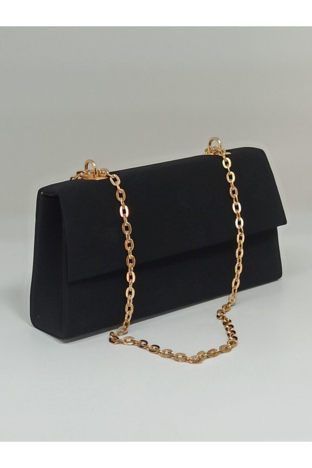 Women's Black Suede Chain Strap Bag - Swordslife