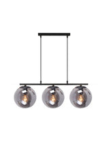 Modern Smoked Glop Glass Row Triple Black Pendant Lamp Chandelier