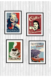 4 Pieces Home Decoration Wall Decor Modern Frame View Adhesive Back Mdf Table Set - Swordslife