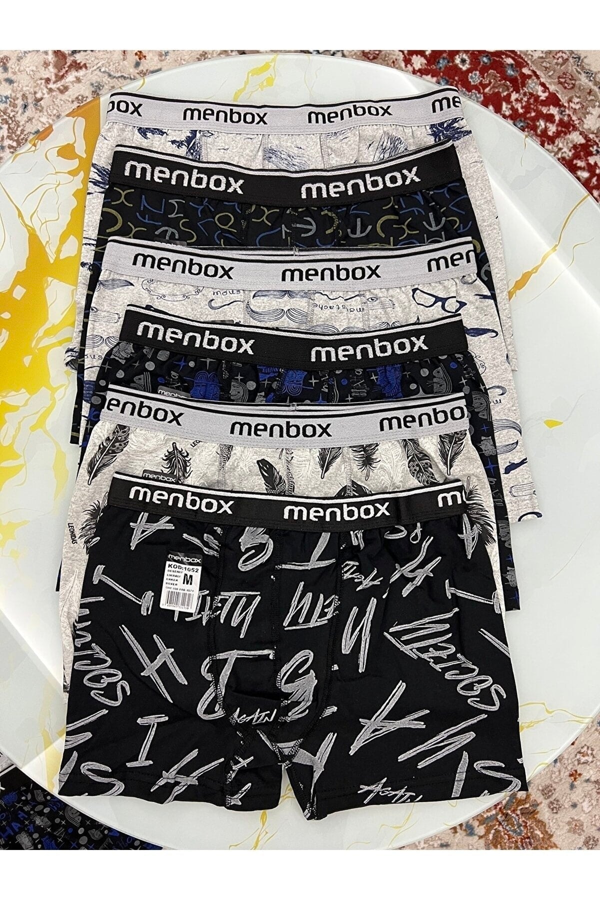 6-teilige gemusterte klassische Herren-Boxershorts aus Lycra