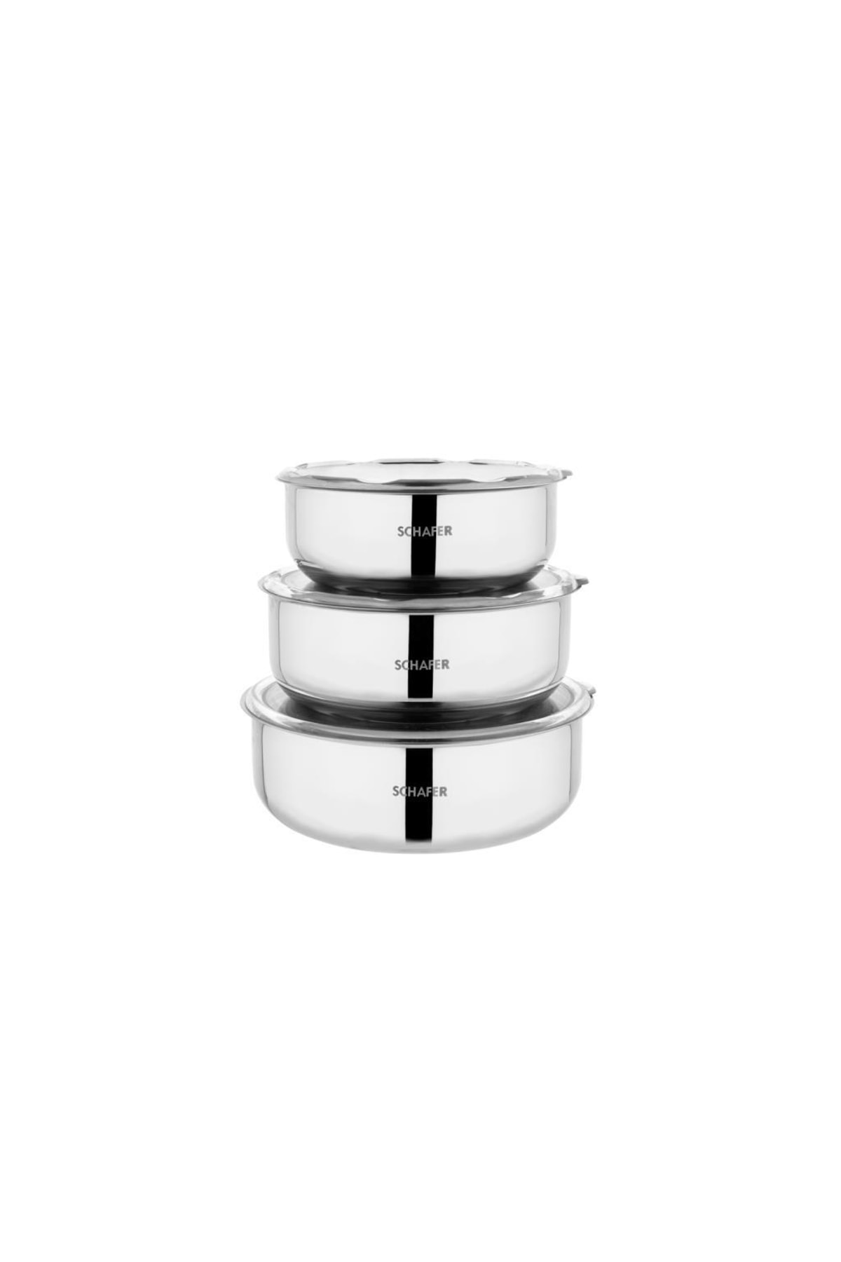 Practi Steel Storage Container 3 Pcs (16-18-20 Cm) -6 Pieces-Inox