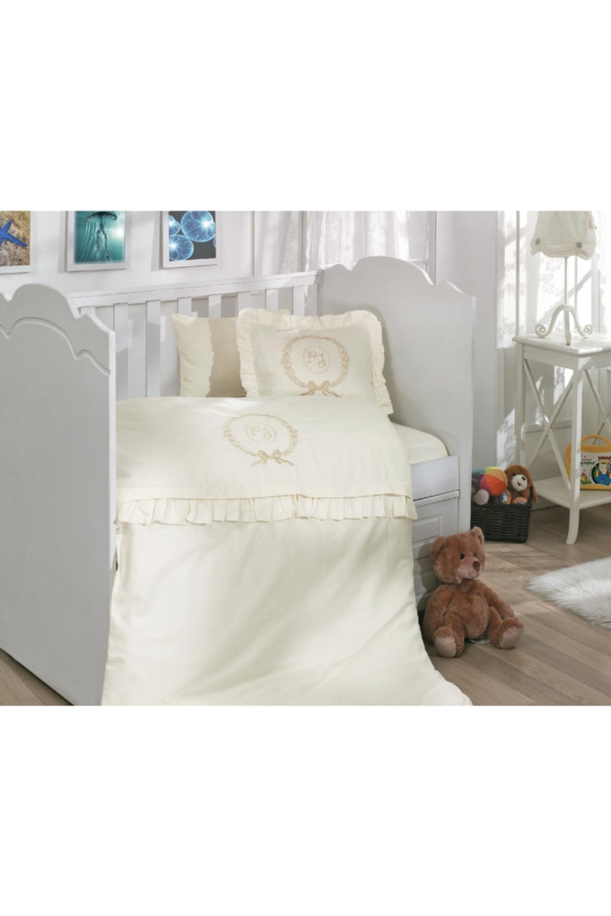 Zodiac Embroidery Cotton Satin Baby Duvet Cover Set - Libra