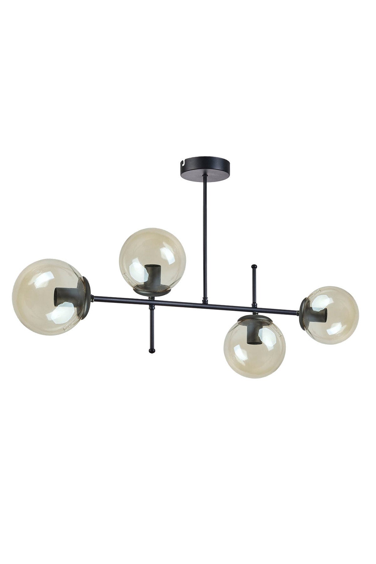 Feris Modern Design Living Room Kitchen Bedroom Black Color Honey Glass 4-Piece Chandelier