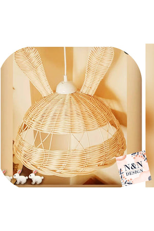 Children'S Room Eared Chandelier Rattan Bamboo Wicker Chandelier