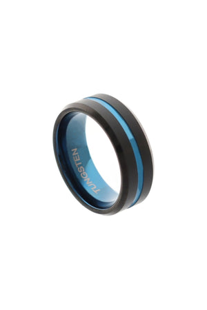 Men'S Tungsten Blue Color Detail Ring