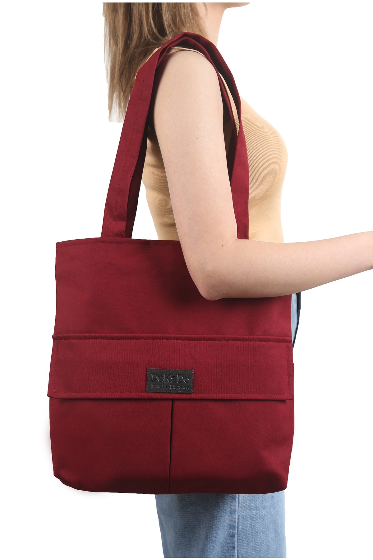 Claret Red Bag für Damen mit Reißverschluss, Hand- und Schultertasche aus Canvas