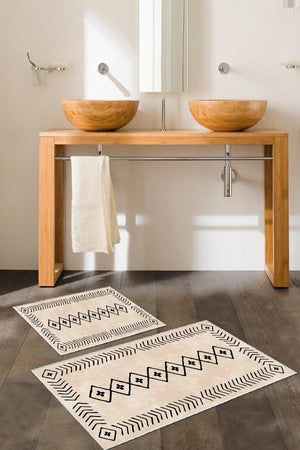 Non-Slip Base Washable 2 Liter 60x100 - 50x60 Bathroom Carpet Doormat Closet Set - Swordslife