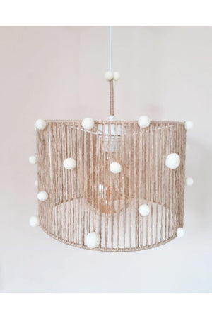 Wicker Seil gewickelt Ecru Pompom Baby und Kinderzimmer Pendelleuchte Kronleuchter