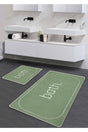 Non-Slip Base Washable Double Bath Mat - Mint Bath Patterned 60*100 Cm - 50*60 Cm - Swordslife