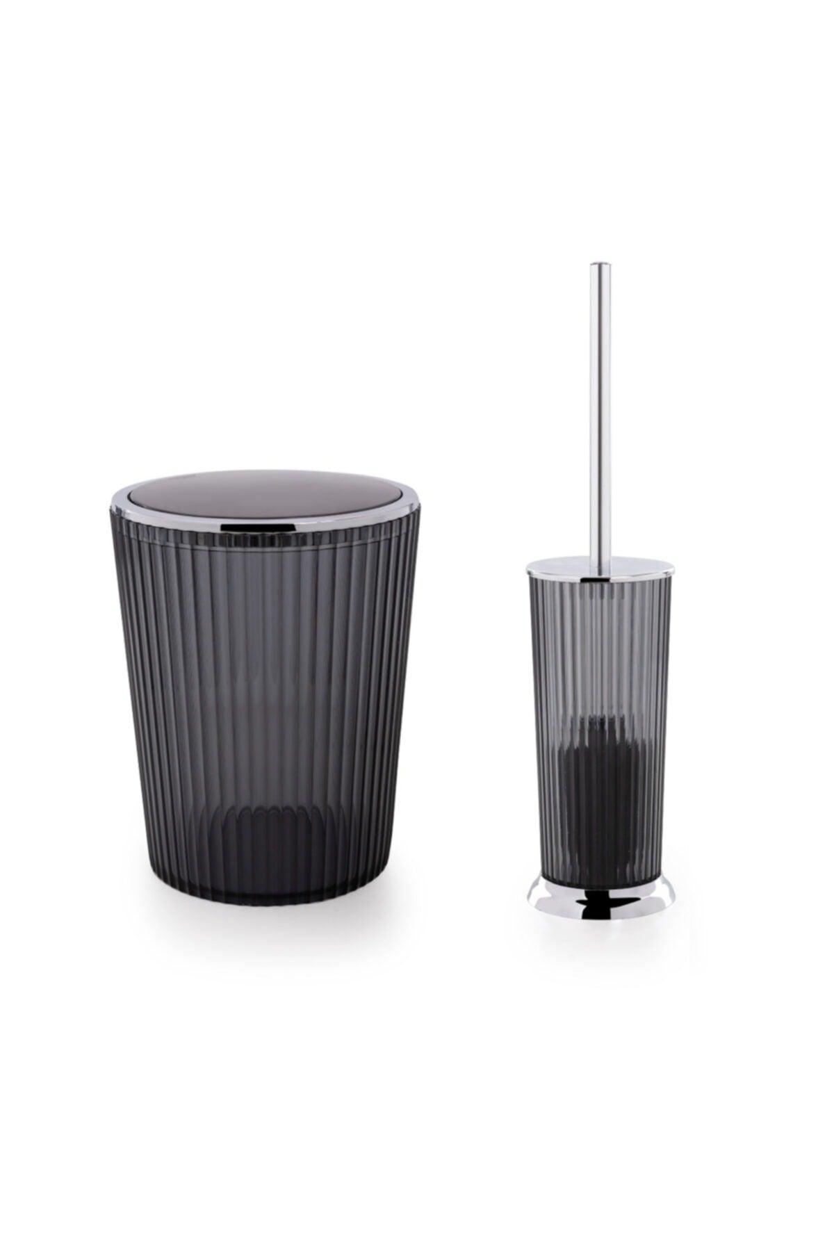 Nely Trash Can + Toilet Brush 2 Pack Black - Swordslife