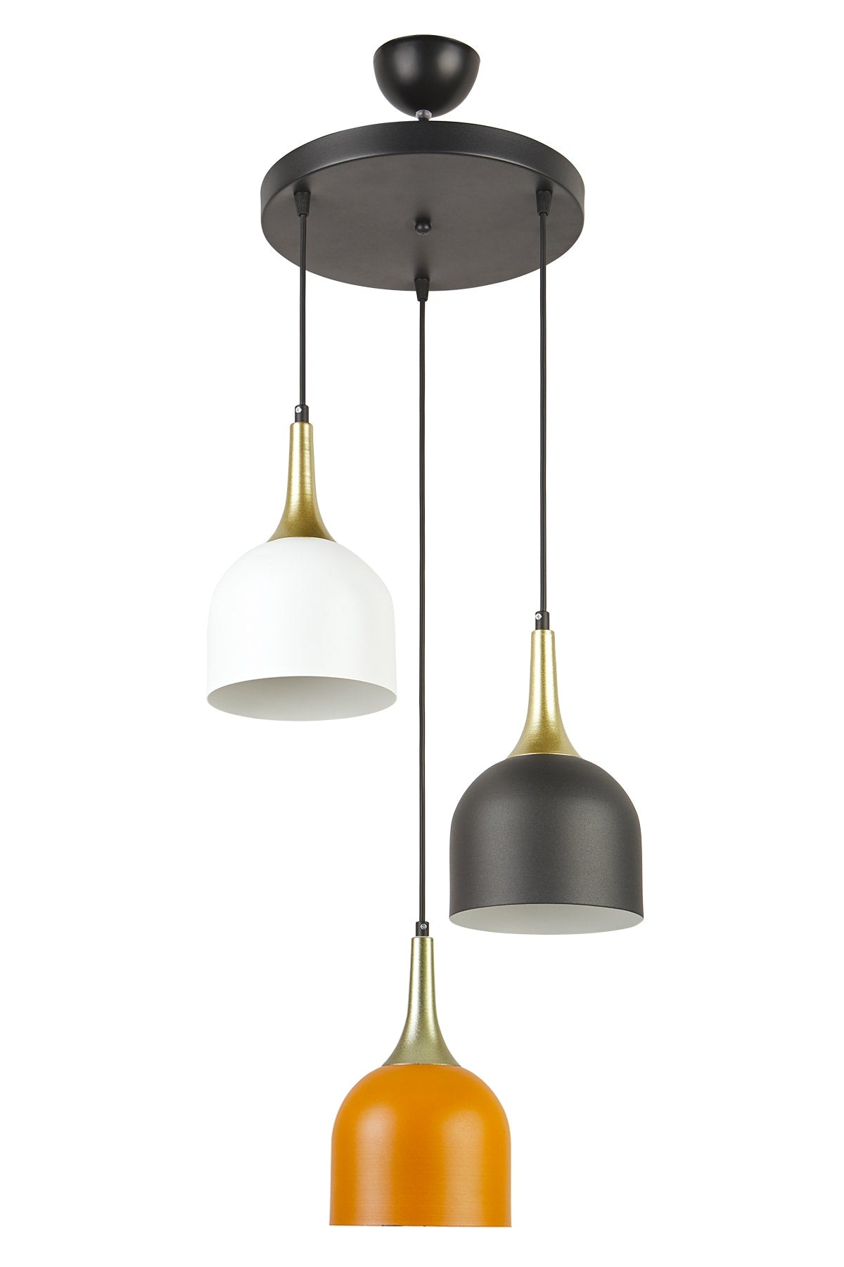 Reina Modern Design White - Black - Orange Color Living Room-kitchen-bedroom-cafe - 3-Piece Pendant Lamp Chandelier