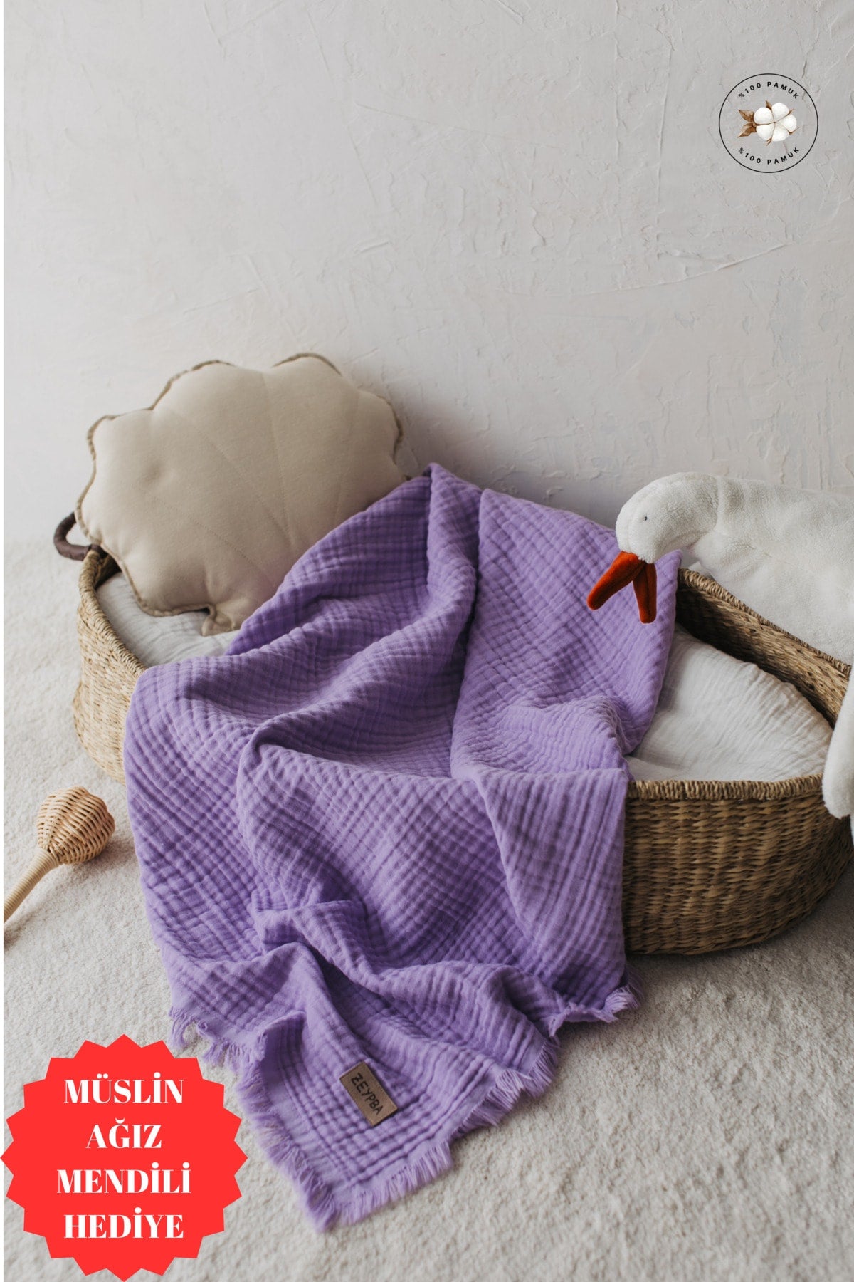 Lilac Muslin 4-Ply Muslin Baby & Kids Muslin Cover 100% Cotton 110x110cm