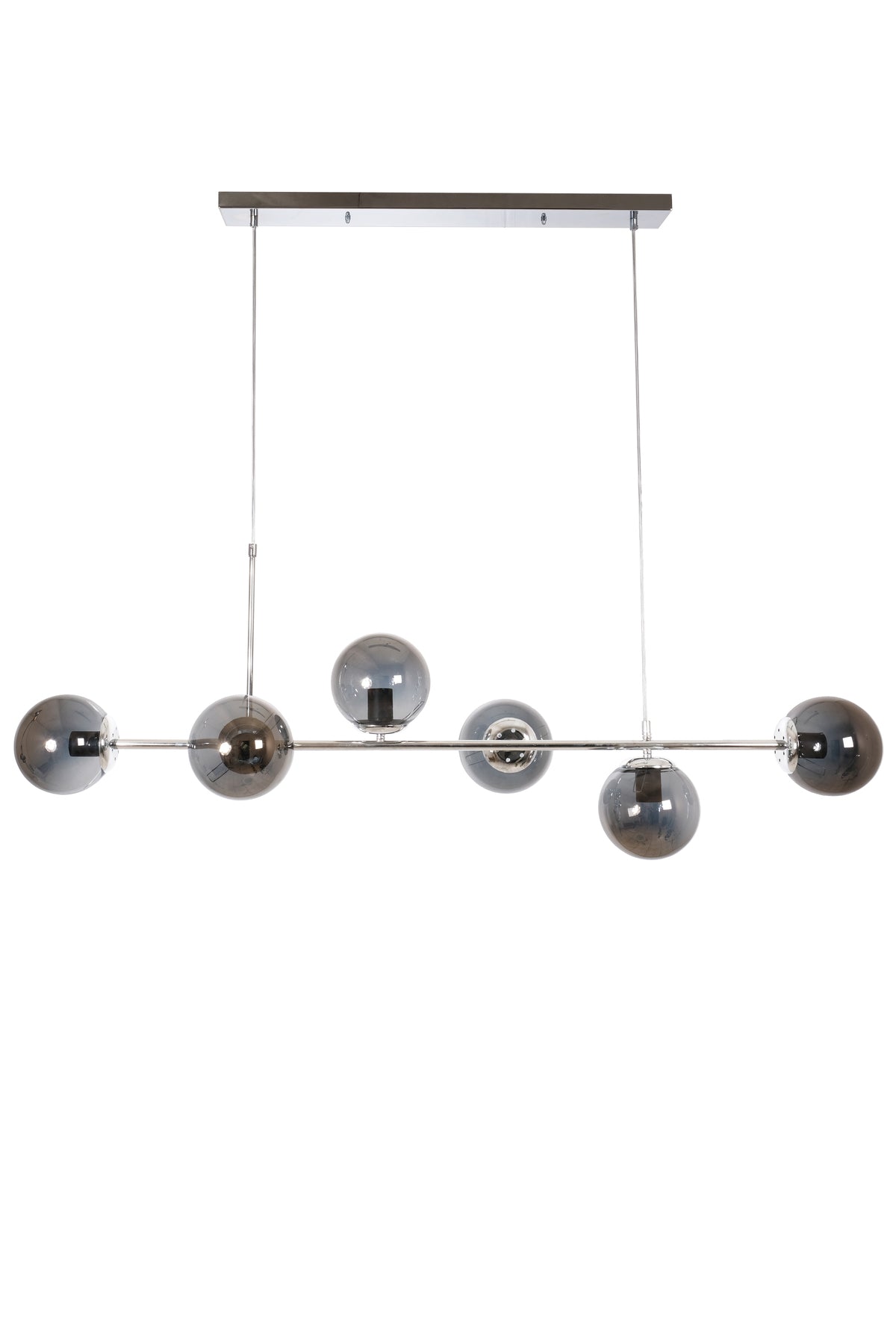 Simao Modern Design Chrome Color Smoked Glass Living Room - Dining Table Top - Kitchen 6-Piece Chandelier
