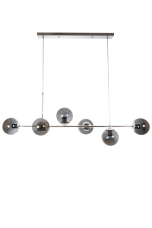 Simao Modern Design Chrome Color Smoked Glass Living Room - Dining Table Top - Kitchen 6-Piece Chandelier