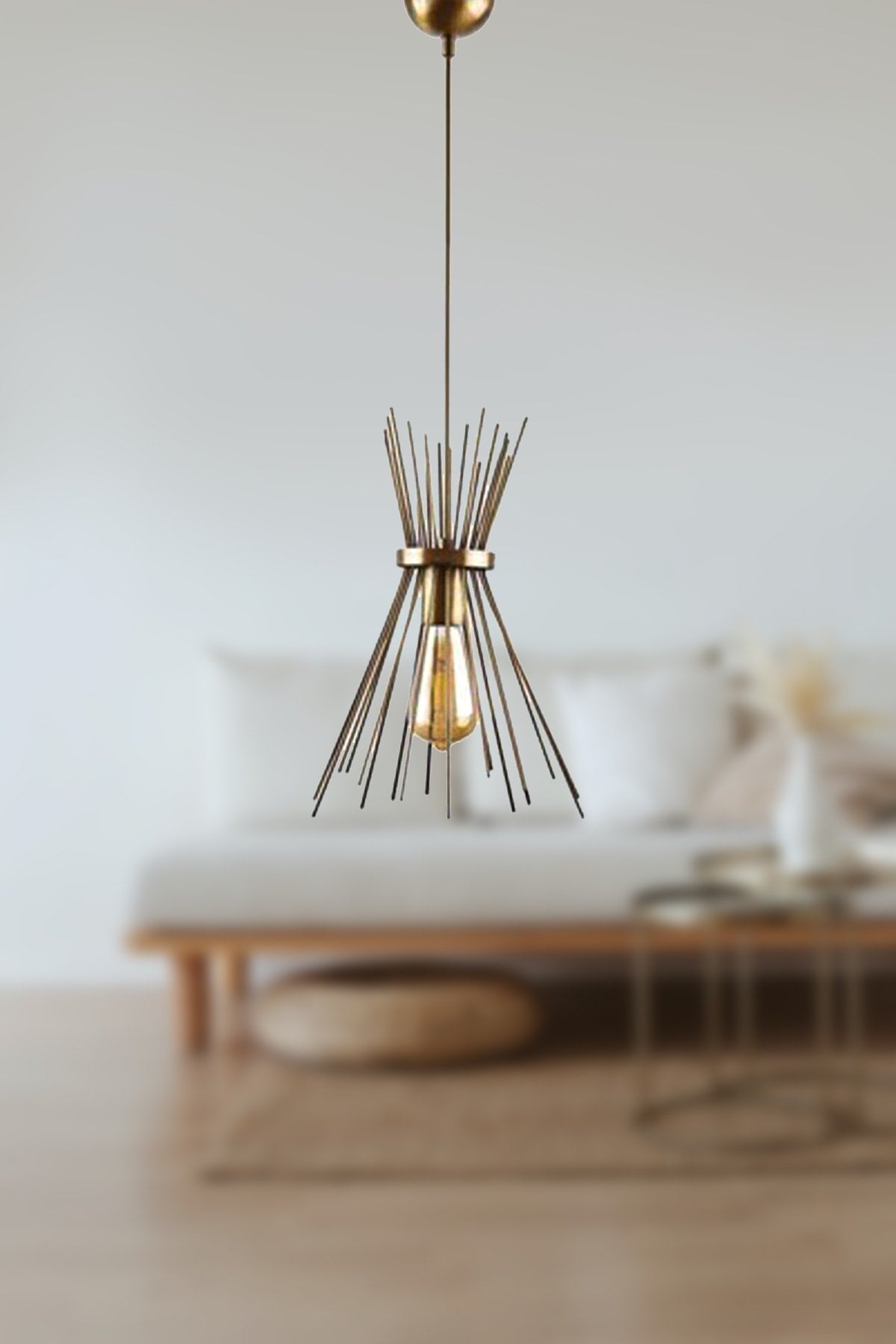Hedgehog Antique Colored Living Room - Kitchen Single Chandelier