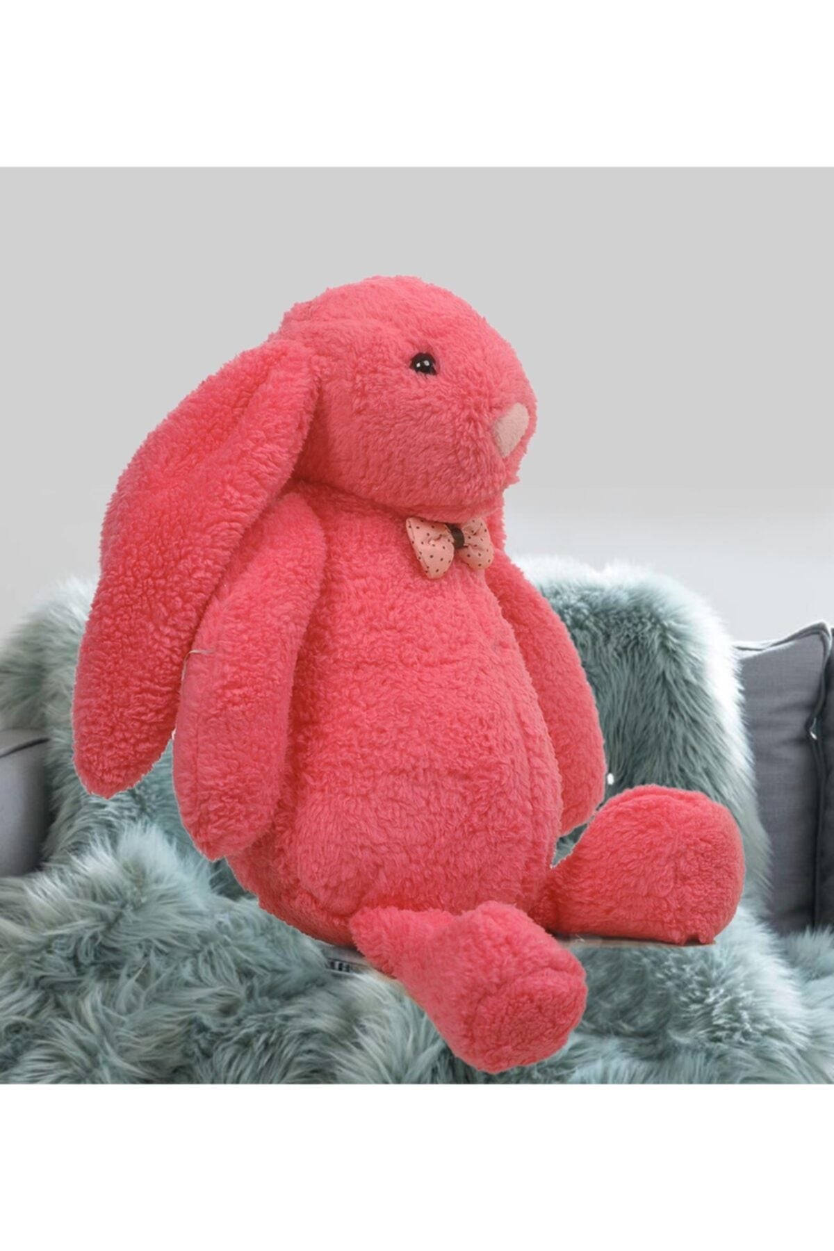 Sleeping Friend Long Ear Bunny Plush Rabbit With Bow Tie 65 Cm