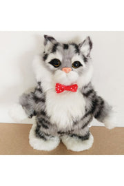 Sound Repeating Walking Talking Plush Furry Bowtie Animated Cute Cat