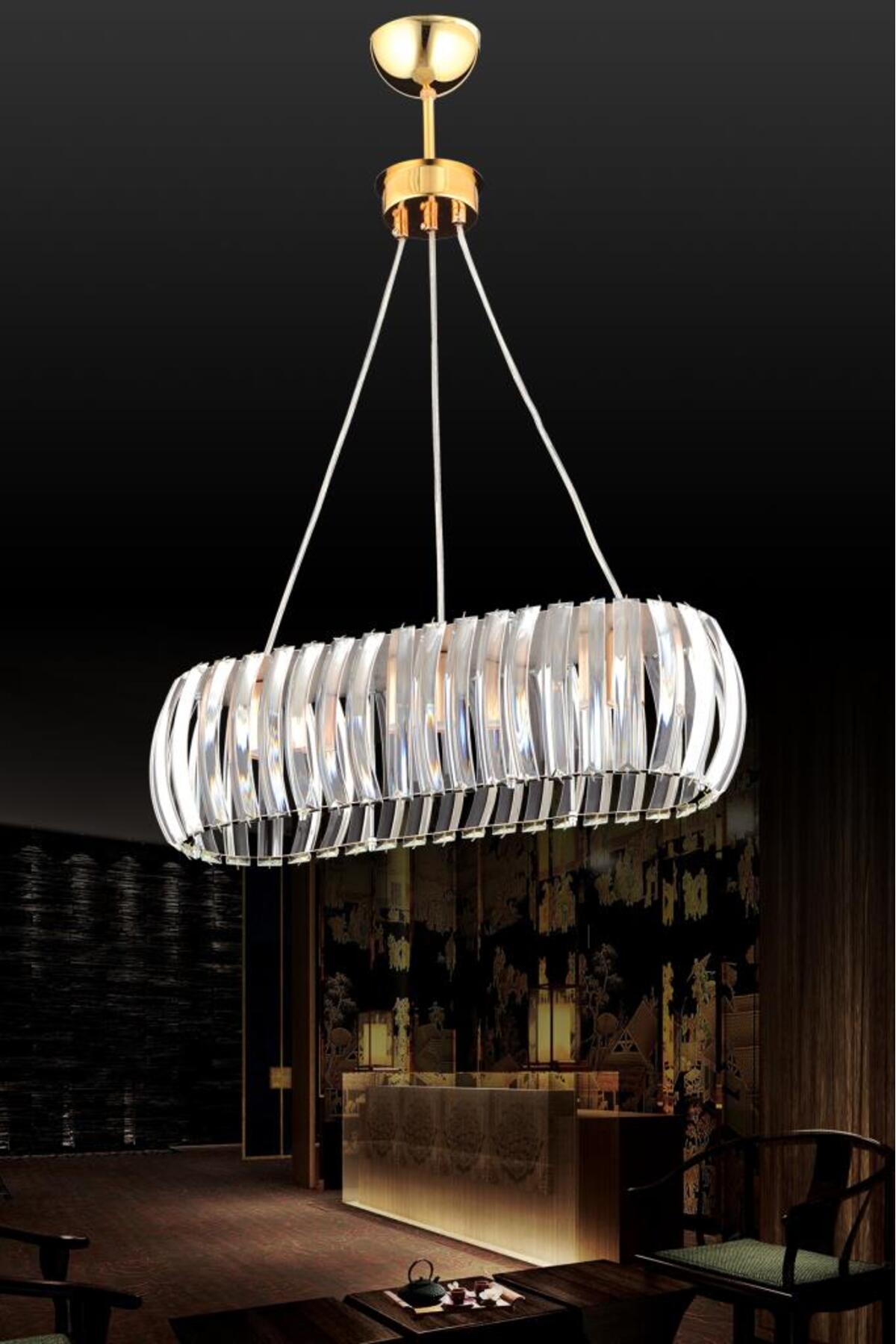 Venus Gold Dining Table Crystal Stone Chandelier