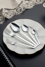 Stainless Steel 18/10 Quality 30 Piece Natural Cutlery Set For 6 Persons Straight Model