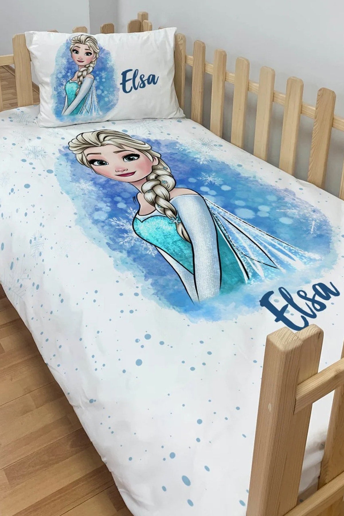Custom Montessori Micro Satin Duvet Cover Set Elsa