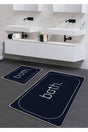 Non-Slip Base Washable Double Bath Mat - Navy Blue Bath Patterned 60*100 Cm - 50*60 Cm - Swordslife